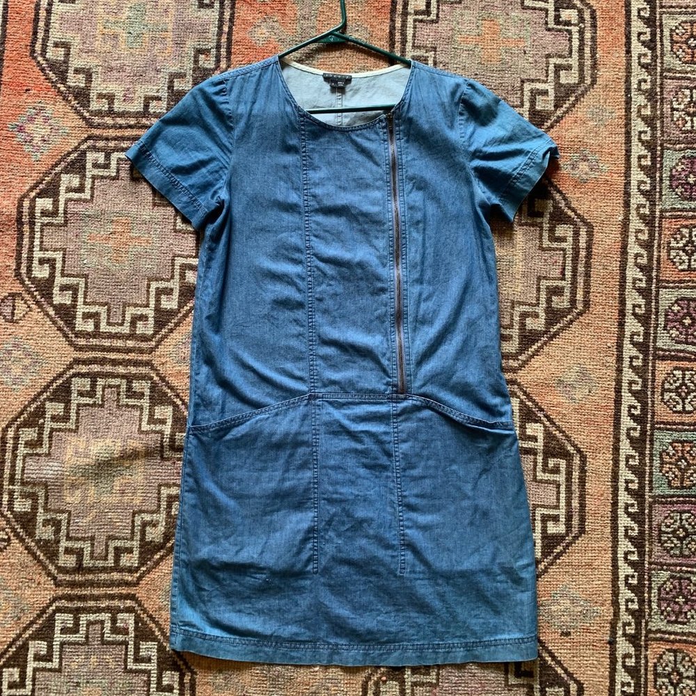 Theory Denim Shift Dress with Zip